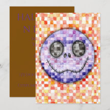 Schattig Gepixelde Skelet Gezicht Halloween Feest 