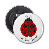 Schattig gerangschikt vlakladybug grafisch pictogr button flesopener (Voorkant)