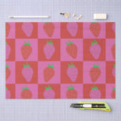 Schattig geruite roze en rode aardbeien patroon tissuepapier (Craft)