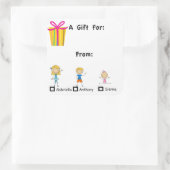 Schattig geschenk Label met 3 Kinder namen Sticker (Tas)