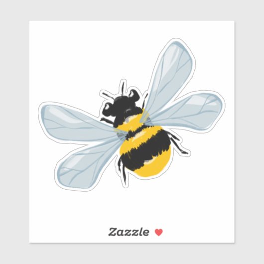 Schattig geschilderde bijenillustratie sticker (Vel)