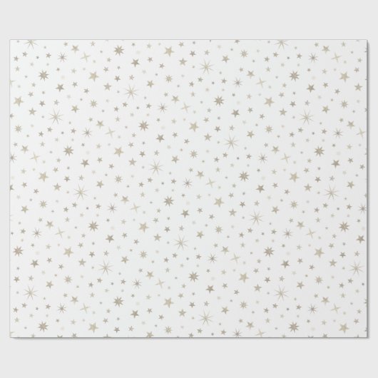  Schattig Geslacht Neutraal Wit Zilveren Ster Baby Cadeaupapier (Vlak)