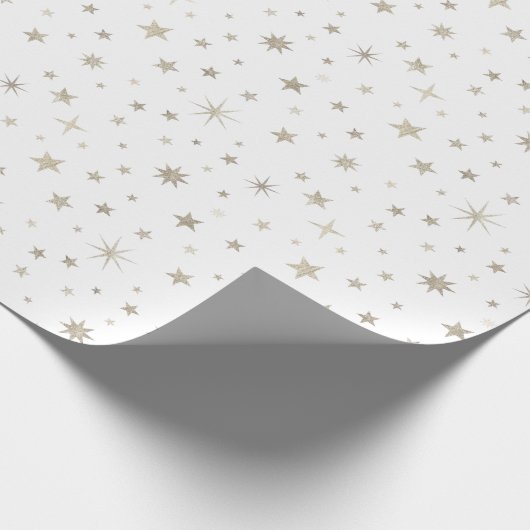  Schattig Geslacht Neutraal Wit Zilveren Ster Baby Cadeaupapier (Hoek)