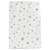  Schattig Geslacht Neutraal Wit Zilveren Ster Baby Medium Cadeauzakje (Voorkant)