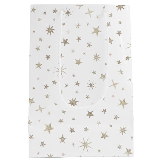  Schattig Geslacht Neutraal Wit Zilveren Ster Baby Medium Cadeauzakje (Achterkant)