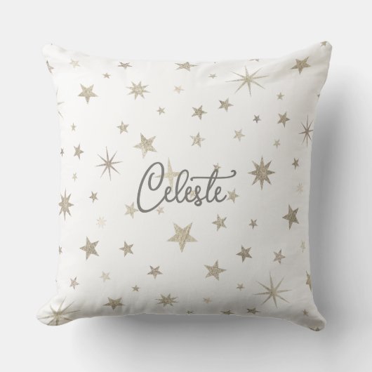      Schattig geslacht neutraal wit zilveren ster  Kussen (Voorkant)