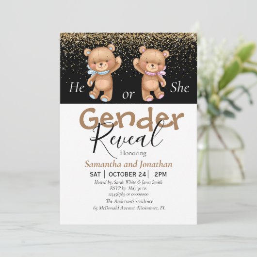 schattig geslacht onthullen uitnodigingen (Staand voorkant)