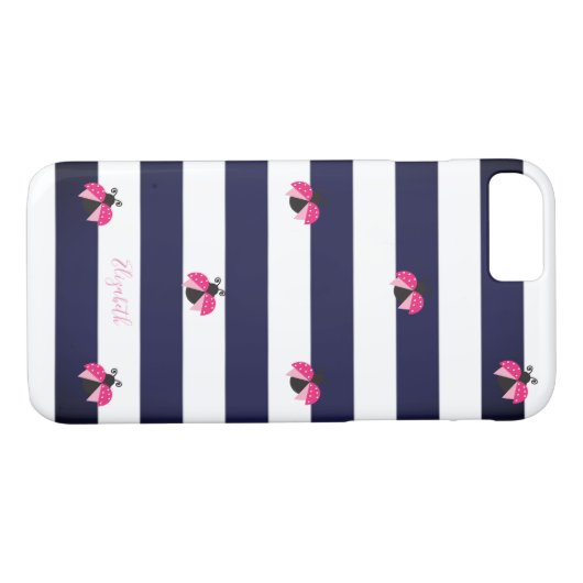 Schattig gestreept, Ladybird - Gepersonaliseerd Case-Mate iPhone Case (Achterkant (Horizontaal))