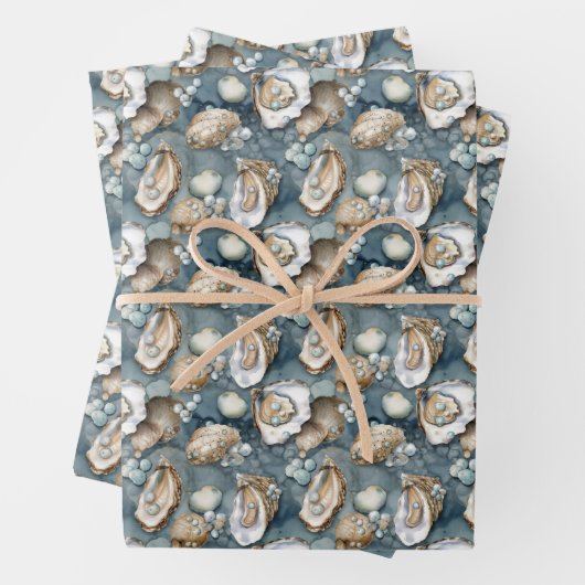 schattig gevlekt oesters en parels inpakpapier vel (In situ)