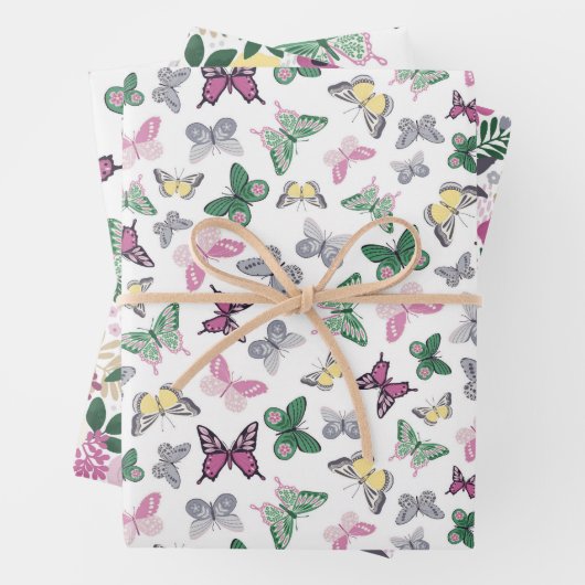 schattig gevlekt vlinderpatroon inpakpapier vel (In situ)