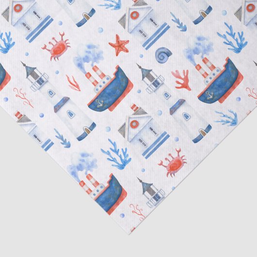 schattig gevlekte strandvuurtoren mengen patroon tissuepapier (Detail)