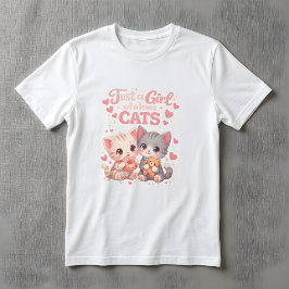 Schattig Gewoon een meisje dat van katten houdt Sc T-shirt