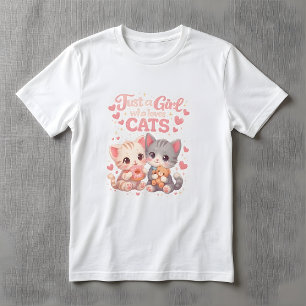Schattig Gewoon een meisje dat van katten houdt Sc T-shirt