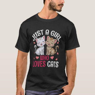 Schattig gewoon een meisje dat van katten houdt vr t-shirt