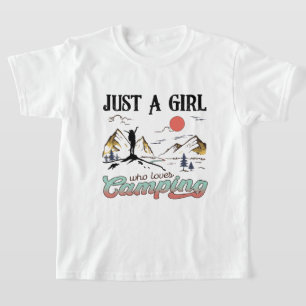 Schattig gewoon meisje houdt van kamperen woordkun t-shirt