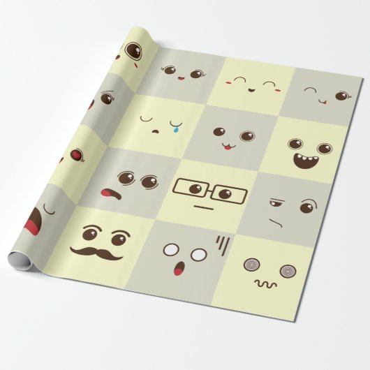 Schattig gezicht cadeaupapier (Uitgerold)