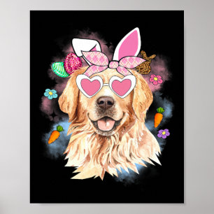 Schattig Gezicht Golden Retriever Gelukkig Pasen D Poster
