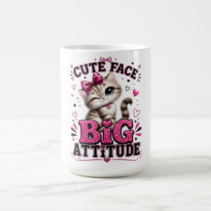 Schattig Gezicht Grote Attitude Brutaal Kat Citaat Koffiemok