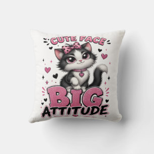 Schattig Gezicht Grote Attitude Brutaal Kat Citaat Kussen