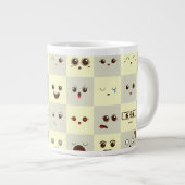 Schattig gezicht grote koffiekop (Voorkant rechts)