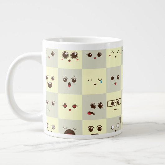 Schattig gezicht grote koffiekop (Links)