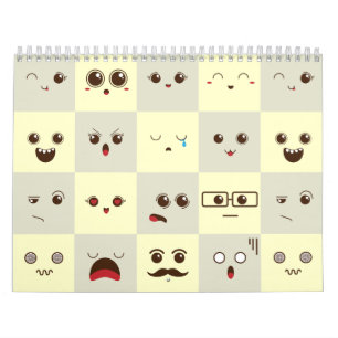 Schattig gezicht kalender