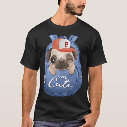 Schattig Gezicht Pug Hond T-shirt (Voorkant)