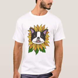 Schattig gezicht van een Boston Terrier-hond op zo T-shirt