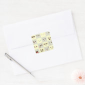 Schattig gezicht vierkante sticker (Envelop)