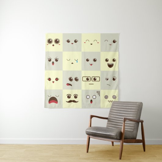 Schattig gezicht wandkleed (In situ)