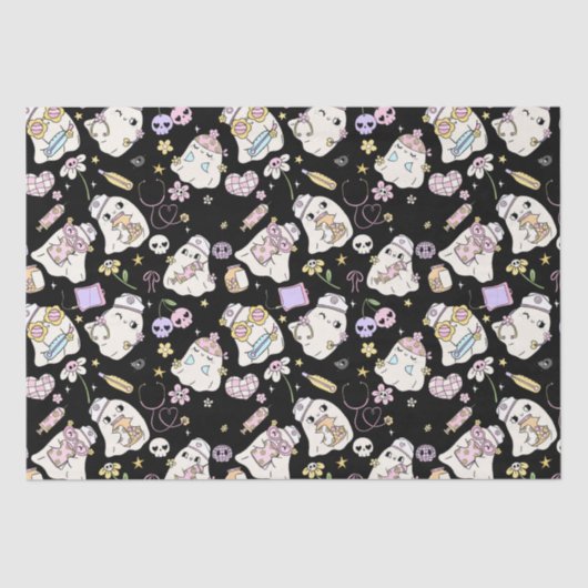 Schattig Ghost Cartoon-ontwerp Tissuepapier (Voorkant)