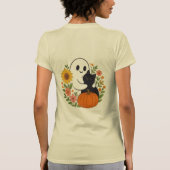Schattig Ghost en Black Cat Herfst Schattige Hallo T-shirt (Achterkant)