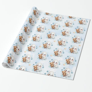 Schattig Ghost & Stars Halloween Theme Baby shower Cadeaupapier