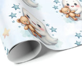 Schattig Ghost & Stars Halloween Theme Baby shower Cadeaupapier (Rol Hoek)