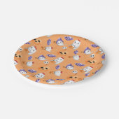 Schattig Ghosts Pattern Sinaasappel Halloween Baby Papieren Bordje (Gekanteld)