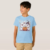 Schattig Ghosts & Pumpkin Kinder Halloween T-Shirt (Voorkant volledig)