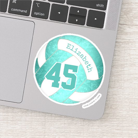 schattig gierig turquoise blauwgroen volleybal sticker (Detail)