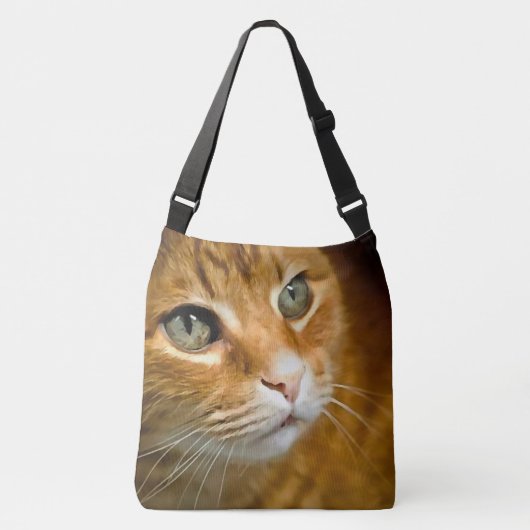 Schattig Ginger Tabby Cat Posing Pet Portret Crossbody Tas (Voorkant)