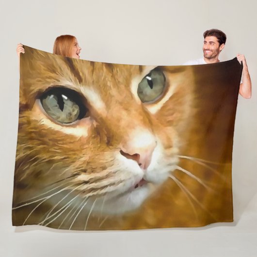 Schattig Ginger Tabby Cat Posing Pet Portret Fleece Deken (In situ)