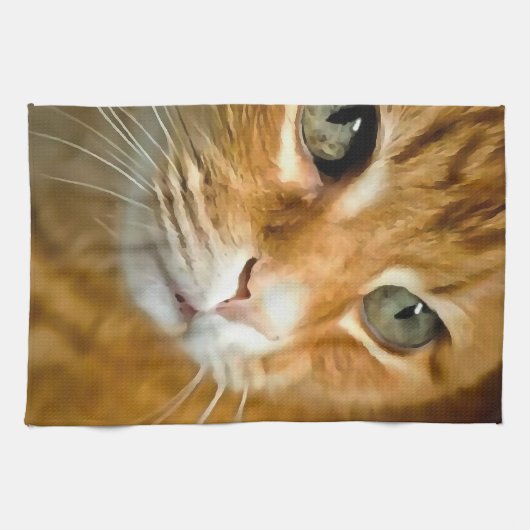 Schattig Ginger Tabby Cat Posing Pet Portret Theedoek (Horizontaal)