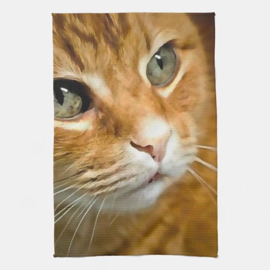Schattig Ginger Tabby Cat Posing Pet Portret Theedoek (Verticaal)