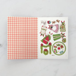 Schattig Gingham ouderwetse kerst papieren pop Kaart