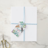 schattig Giraffe dierentuin dieren oerwoud Bloemen Cadeaulabel (Met Touw)