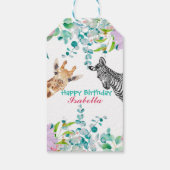 schattig Giraffe dierentuin dieren oerwoud Bloemen Cadeaulabel (Achterkant)