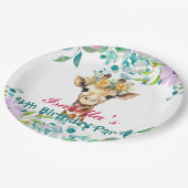 schattig Giraffe dierentuin dieren oerwoud Bloemen Papieren Bordje (Gekanteld)