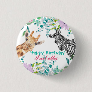 schattig Giraffe dierentuin dieren oerwoud Bloemen Ronde Button 3,2 Cm
