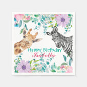 schattig Giraffe dierentuin dieren oerwoud Bloemen Servet (Voorkant)