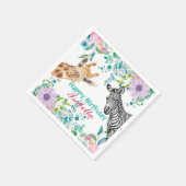 schattig Giraffe dierentuin dieren oerwoud Bloemen Servet (Hoek)