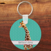 Schattig Giraffe Kind dierlijk stort  wild Sleutelhanger (Voorkant)