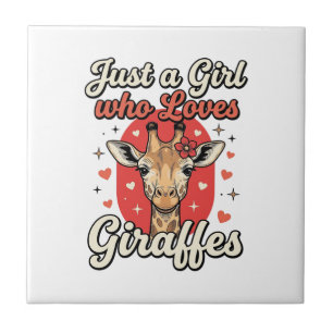 Schattig Giraffe-liefhebber Vintage Meisje T-shirt Tegeltje